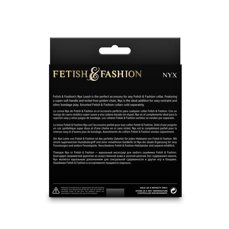 Fetish & Fashion - Nyx Leash - Black/Gold Leash-NSN-1800-93AP