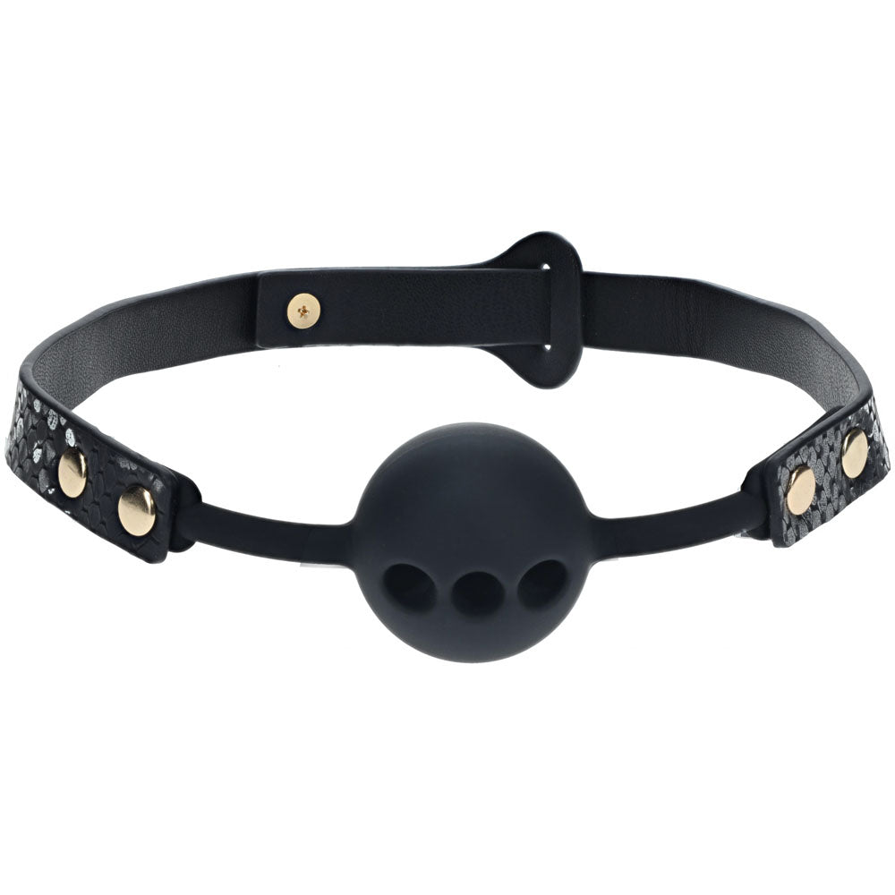 OUCH! Florence Collection - Silicone Ball Gag - Black Breathable Mouth Restraint-OU1003BLK