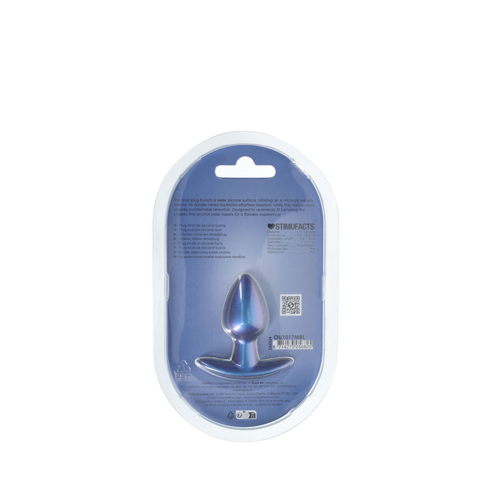 OUCH! Anal Plug - Small - Metallic Blue - Metallic Blue 6.5 cm Small Butt Plug-OU1017MBL