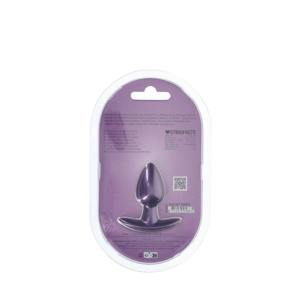 OUCH! Anal Plug - Small - Metallic Purple - Metallic Purple 6.5 cm Small Butt Plug-OU1017MPU