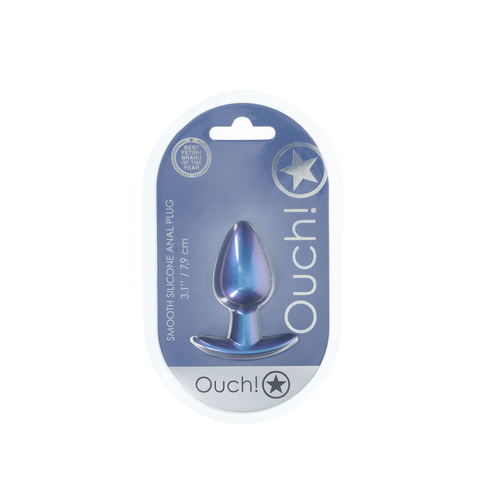 OUCH! Anal Plug - Medium - Metallic Blue - Metallic Blue 7.9 cm Medium Butt Plug-OU1018MBL