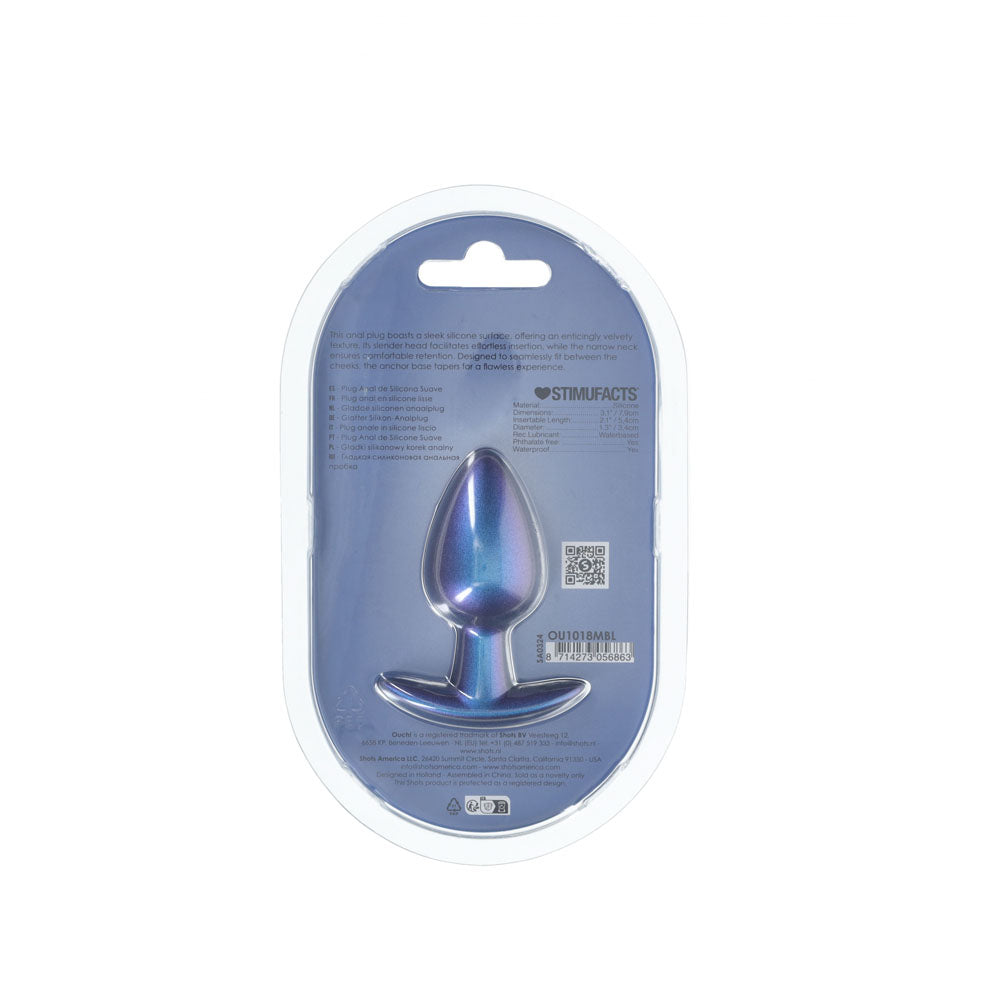 OUCH! Anal Plug - Medium - Metallic Blue - Metallic Blue 7.9 cm Medium Butt Plug-OU1018MBL