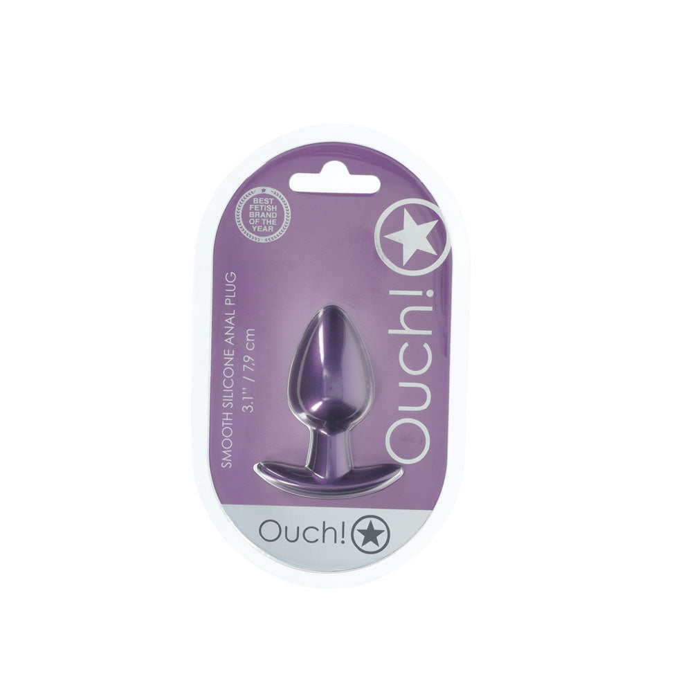 OUCH! Anal Plug - Medium - Metallic Purple - Metallic Purple 7.9 cm Medium Butt Plug-OU1018MPU