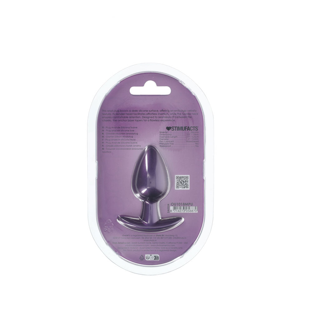 OUCH! Anal Plug - Medium - Metallic Purple - Metallic Purple 7.9 cm Medium Butt Plug-OU1018MPU