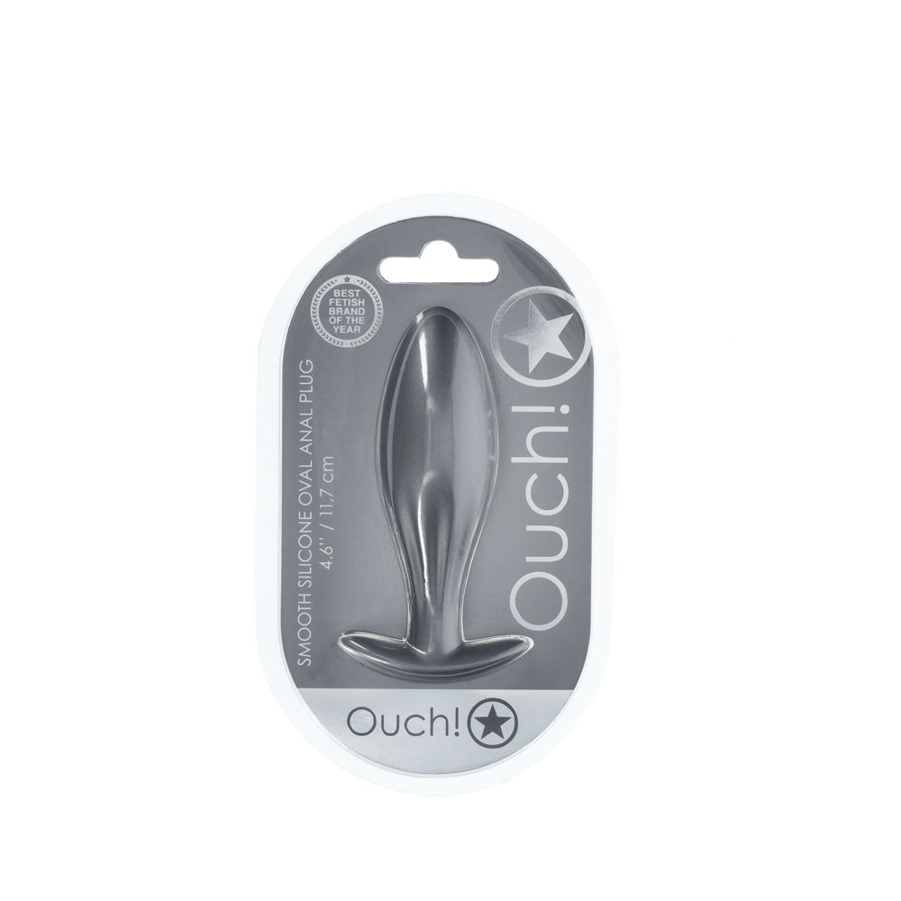 OUCH! Oval Anal Plug - Gun Metal - Gun Metal Grey 11.7 cm Butt Plug-OU1021GUN