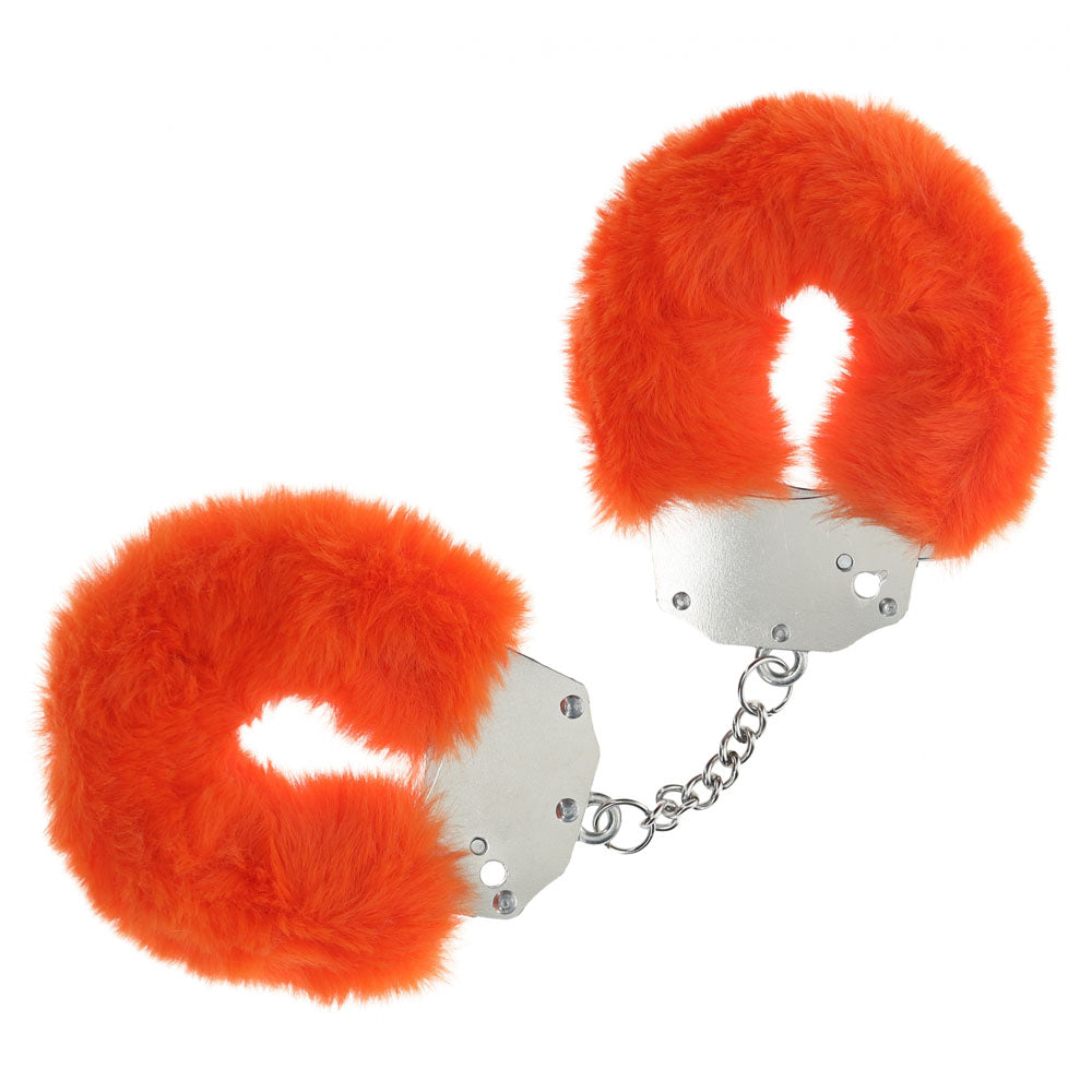 OUCH! Heavy-Duty Fluffy Cuffs - Orange - Orange Fluffy Restraints-OU1046ORA