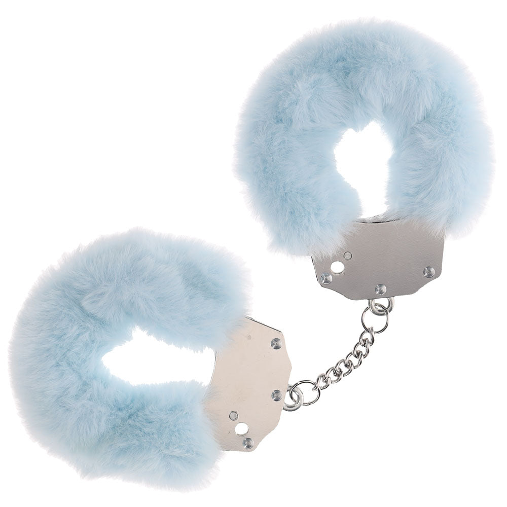 OUCH! Heavy-Duty Fluffy Cuffs - Powder Blue - Powder Blue Fluffy Restraints-OU1046PBLU