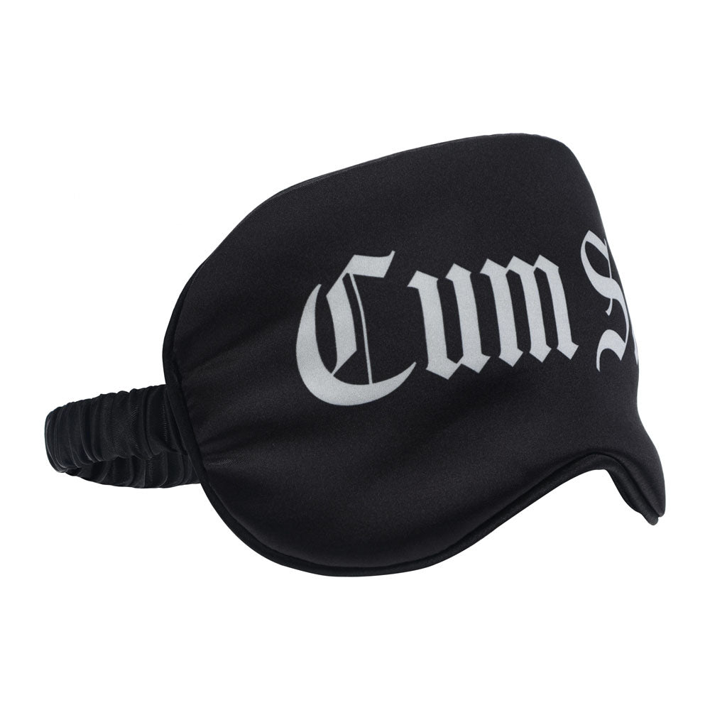 OUCH! Satin Mask - Cum Slut - Black Printed Eye Mask - OU1065BLK
