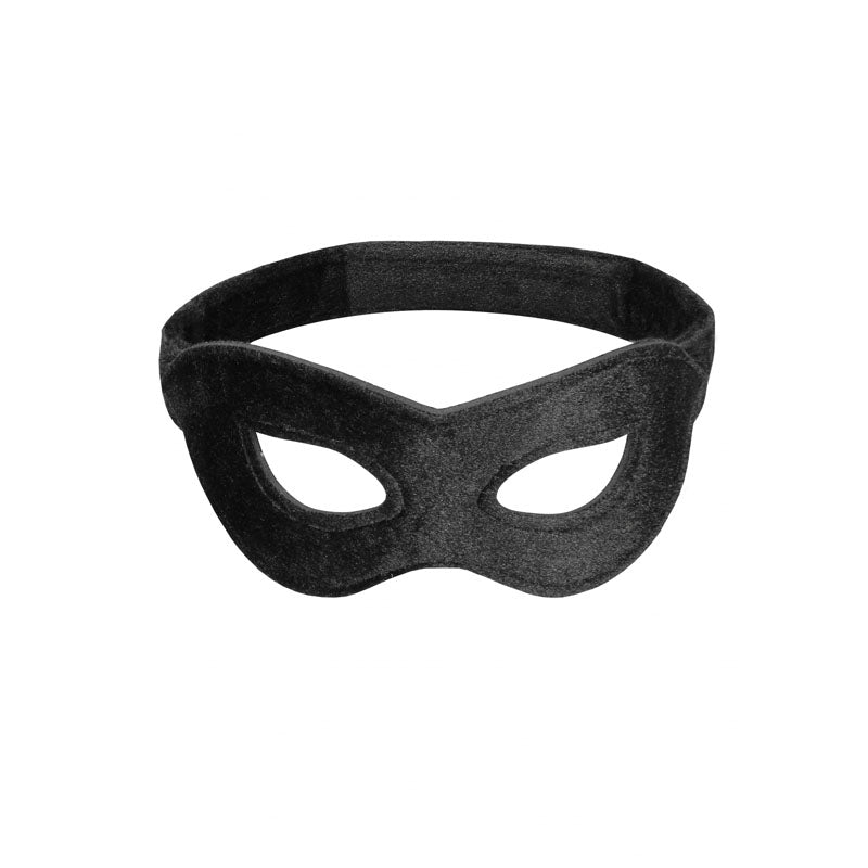 Ouch! Velvet & Velcro Adjustable Open Eye Mask - Black Restraint-OU522BLK