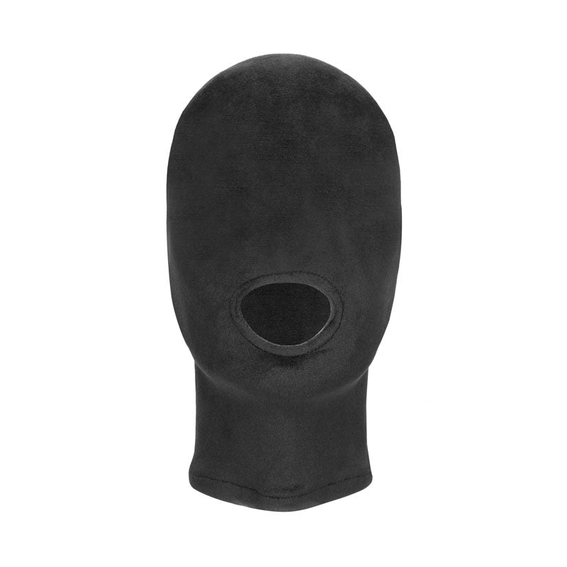 Ouch! Velvet & Velcro Mask with Mouth Opening - Black Hood-OU524BLK