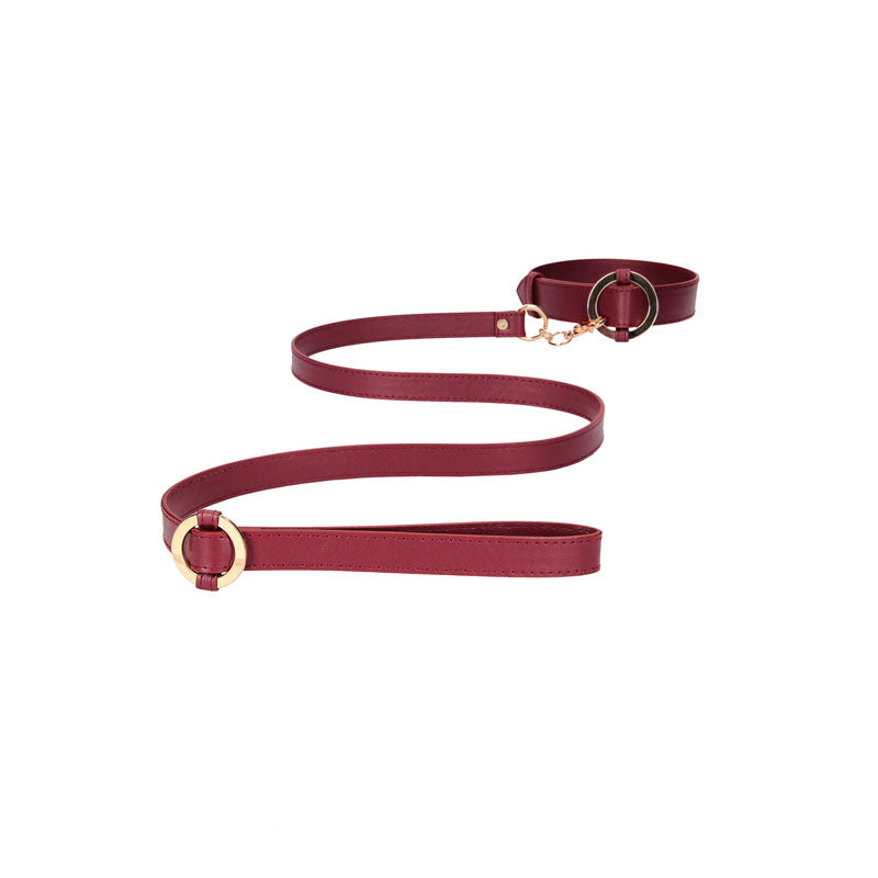 OUCH! Halo - Collar With Leash - Burgundy Restraint-OU588BUR