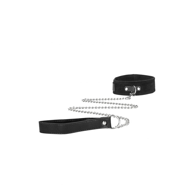 OUCH! BW Velcro Collar With Leash And Hand Cuffs - Black Restraints-OU672BLK