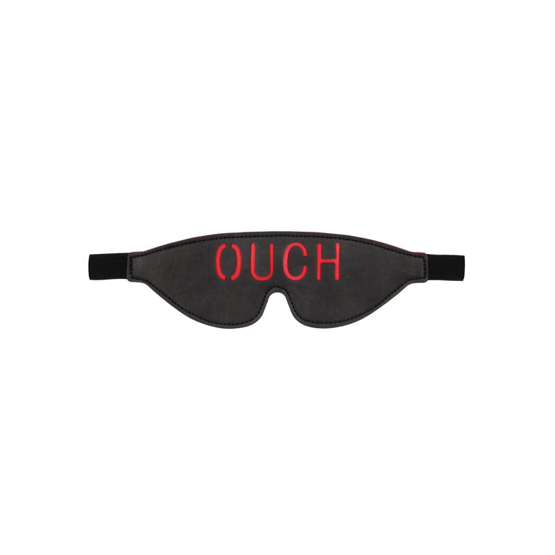 OUCH! Black & White Bonded Leather Eye-Mask Ouch - Black Eye Restraint-OU688BLK