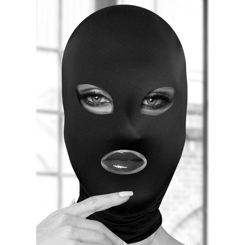 OUCH! Subversion Mask With Open Mouth - Black Hood-OU689BLK