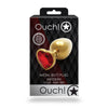 OUCH! Heart Gem Gold Butt Plug - Medium - Gold 8 cm Medium Butt Plug with Heart Gem Base-OU806GLD