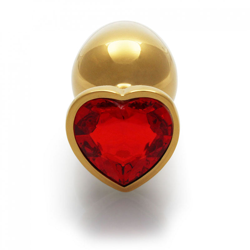 OUCH! Heart Gem Gold Butt Plug - Large - Gold 9.3 cm Large Butt Plug with Heart Gem Base-OU807GLD