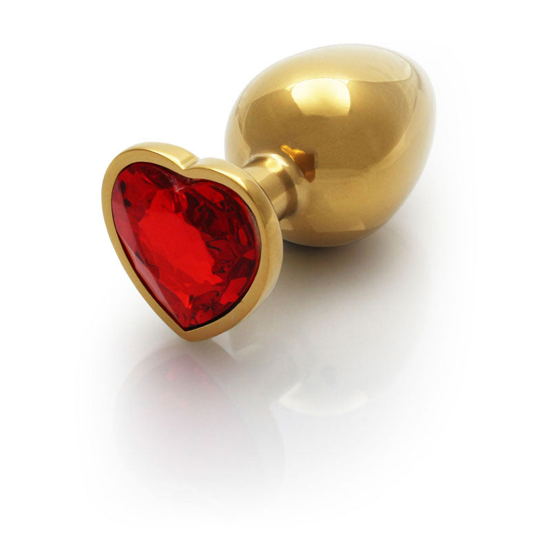 OUCH! Heart Gem Gold Butt Plug - Large - Gold 9.3 cm Large Butt Plug with Heart Gem Base-OU807GLD