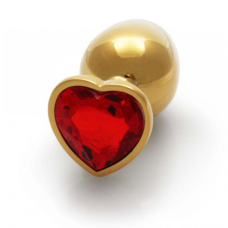 OUCH! Heart Gem Gold Butt Plug - Large - Gold 9.3 cm Large Butt Plug with Heart Gem Base-OU807GLD