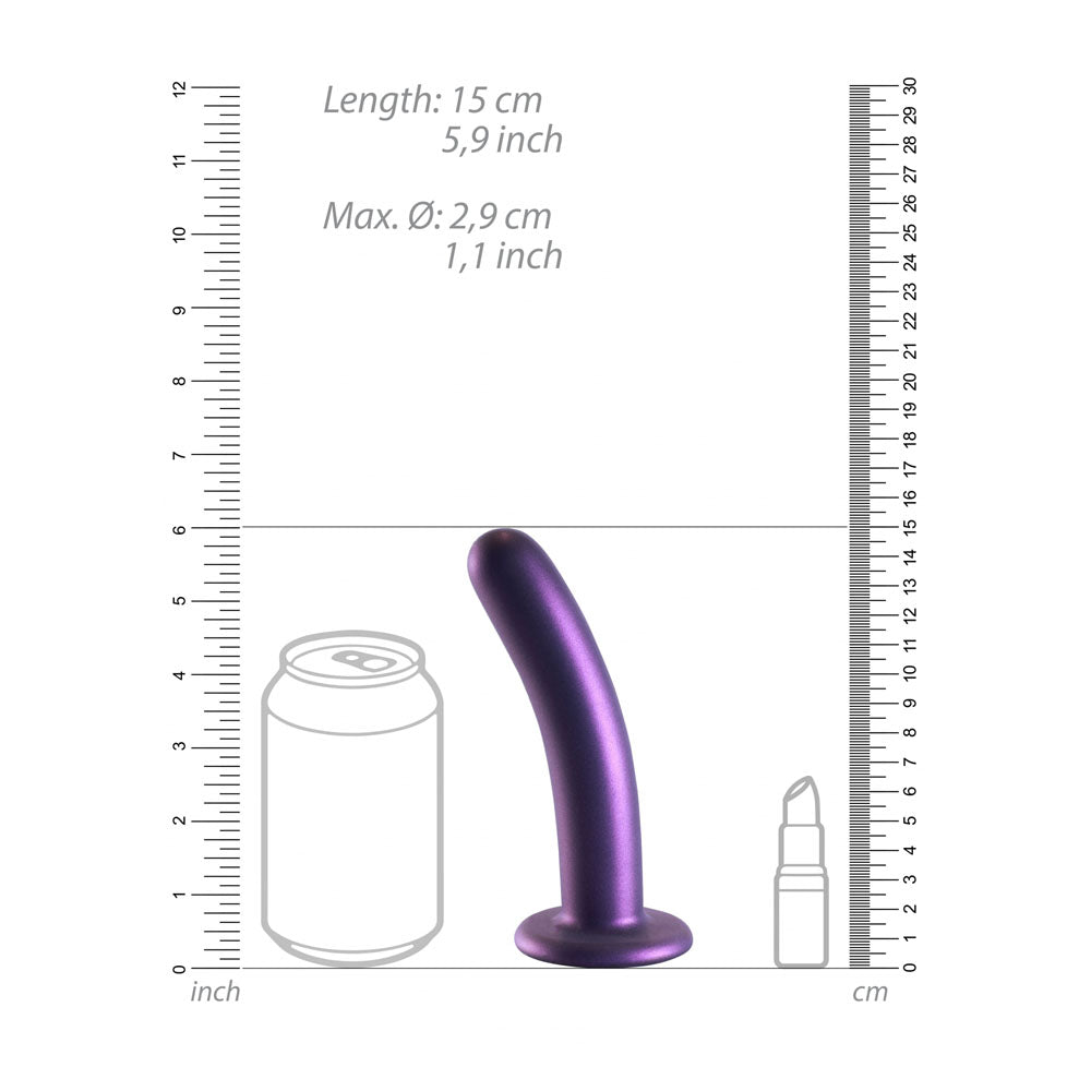 OUCH! Smooth Silicone G-Spot Dildo - 6 / 14.5 cm - Metallic Purple 14.5 cm Dildo-OU820MPU