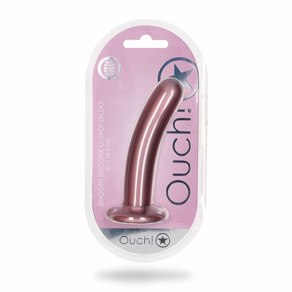 OUCH! Smooth Silicone G-Spot Dildo - 6 / 14.5 cm - Rose Gold 14.5 cm Dildo-OU820ROS