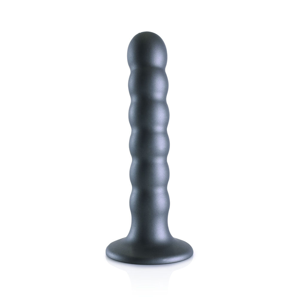 OUCH! Beaded Silicone G-Spot Dildo - 5 / 13cm - Gunmetal 13 cm Dildo-OU822GUN