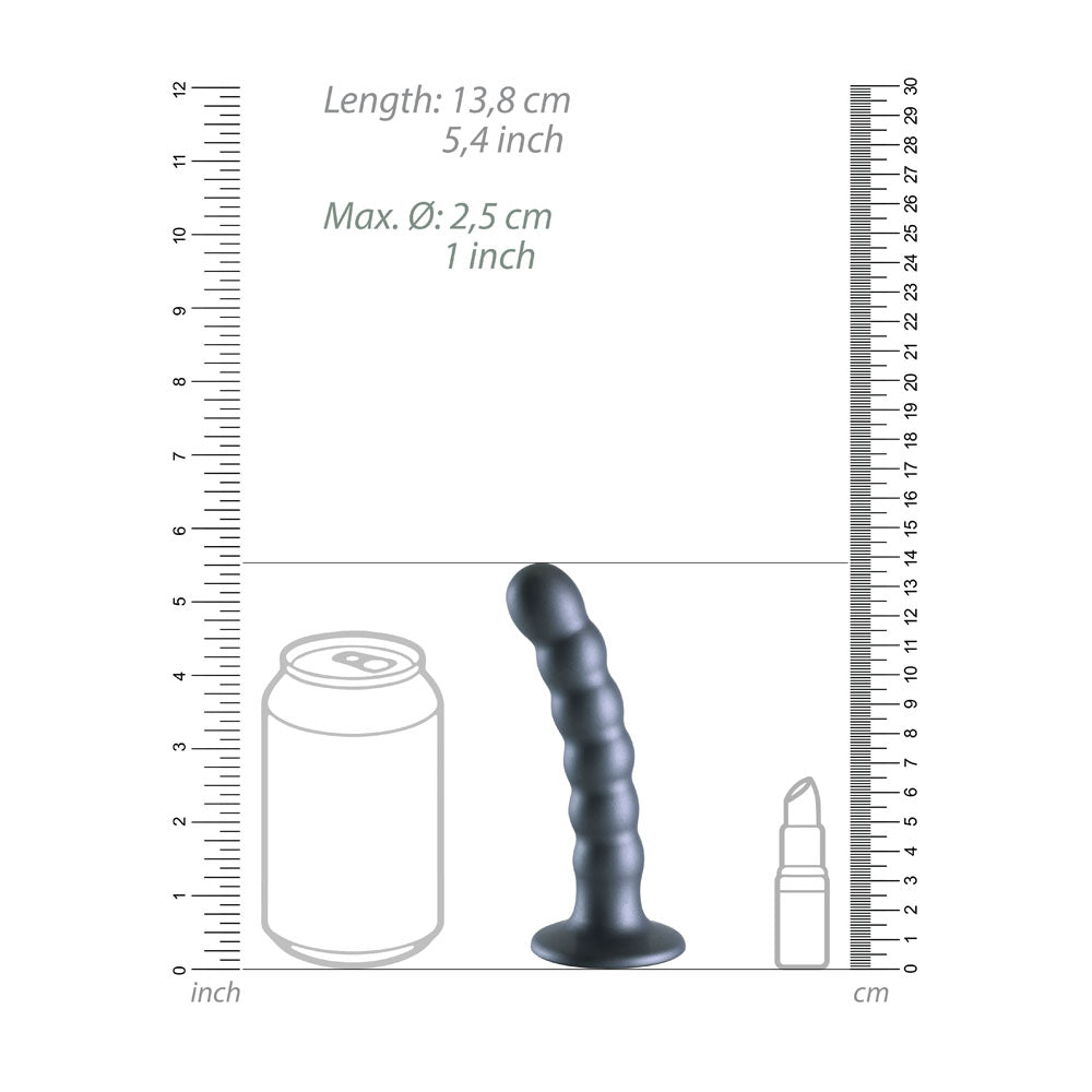 OUCH! Beaded Silicone G-Spot Dildo - 5 / 13cm - Gunmetal 13 cm Dildo-OU822GUN