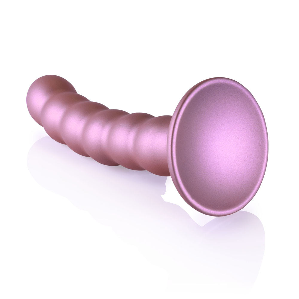 OUCH! Beaded Silicone G-Spot Dildo - 5 / 13cm - Rose Gold 13 cm Dildo-OU822ROS