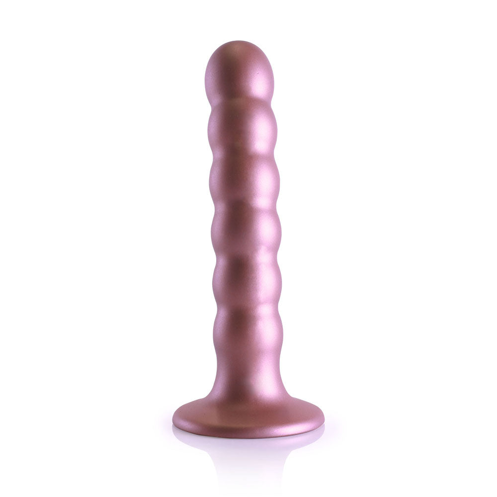 OUCH! Beaded Silicone G-Spot Dildo - 5 / 13cm - Rose Gold 13 cm Dildo-OU822ROS