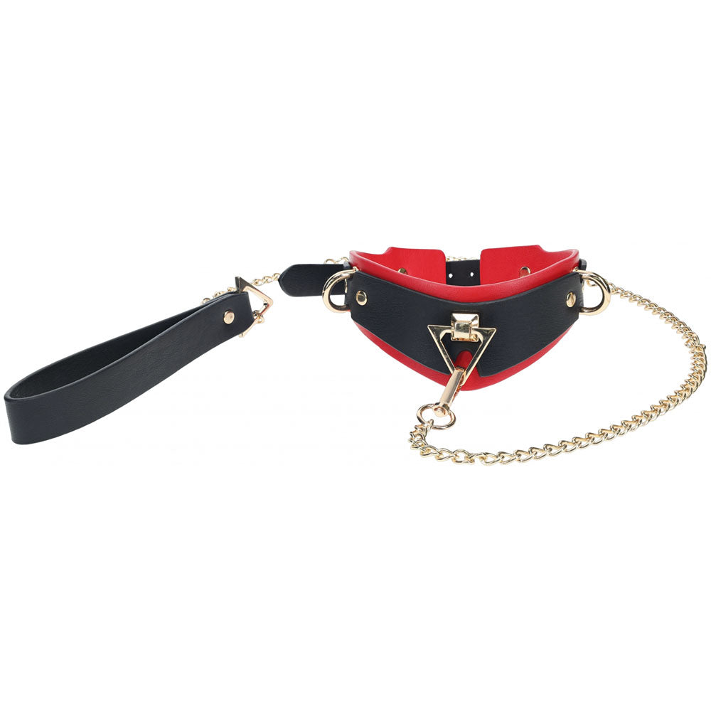 OUCH! Milan Collection - Collar with Leash - Black/Red Restraint-OU962BLKRD