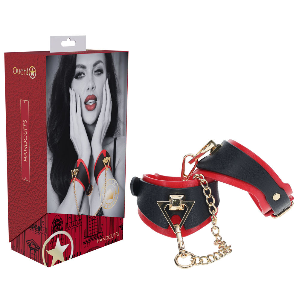 OUCH! Milan Collection - Handcuffs - Black/Red Restraints-OU963BLKRD