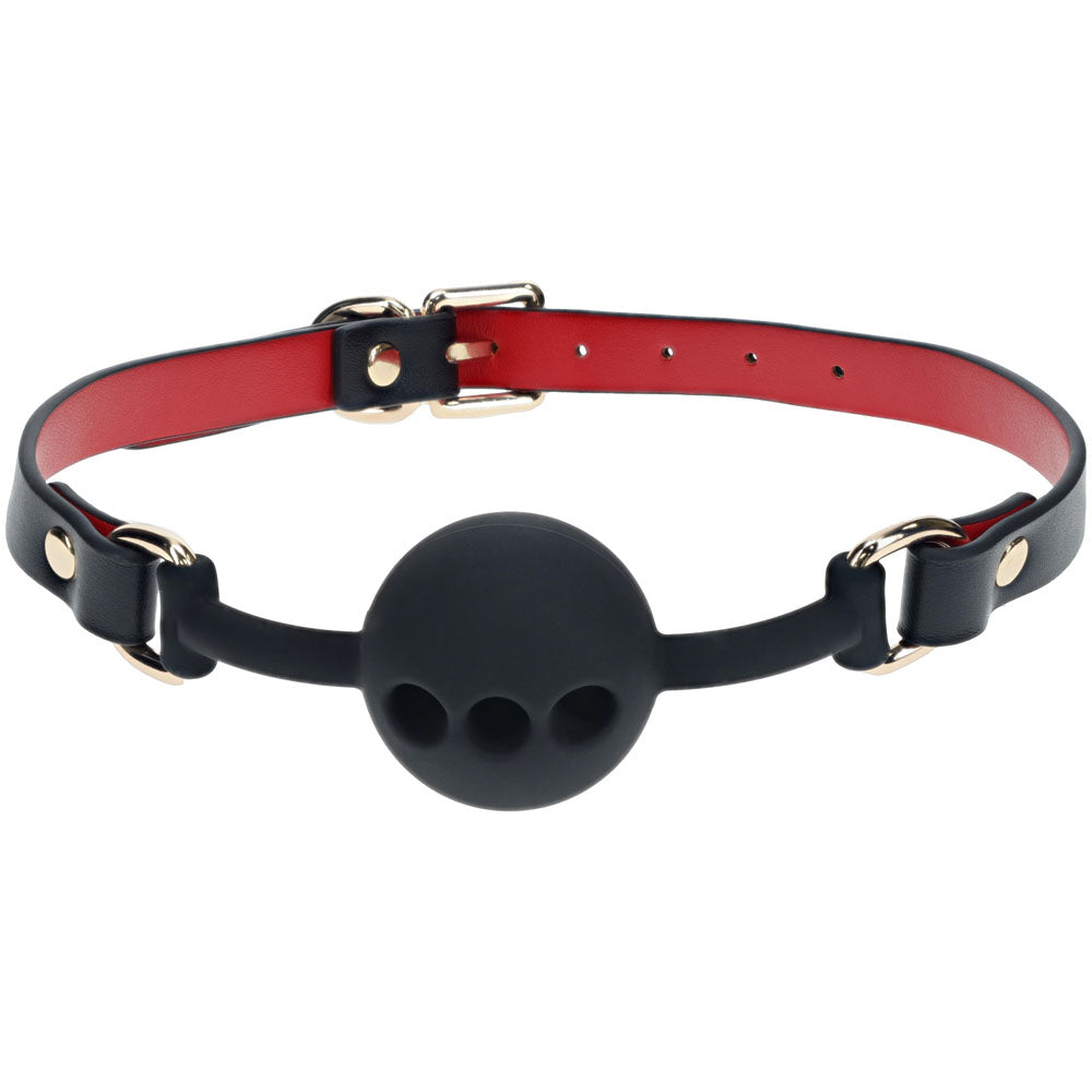 OUCH! Milan Collection - Silicone Ball Gag - Black/Red Breathable Mouth Restraint-OU968BLKRD