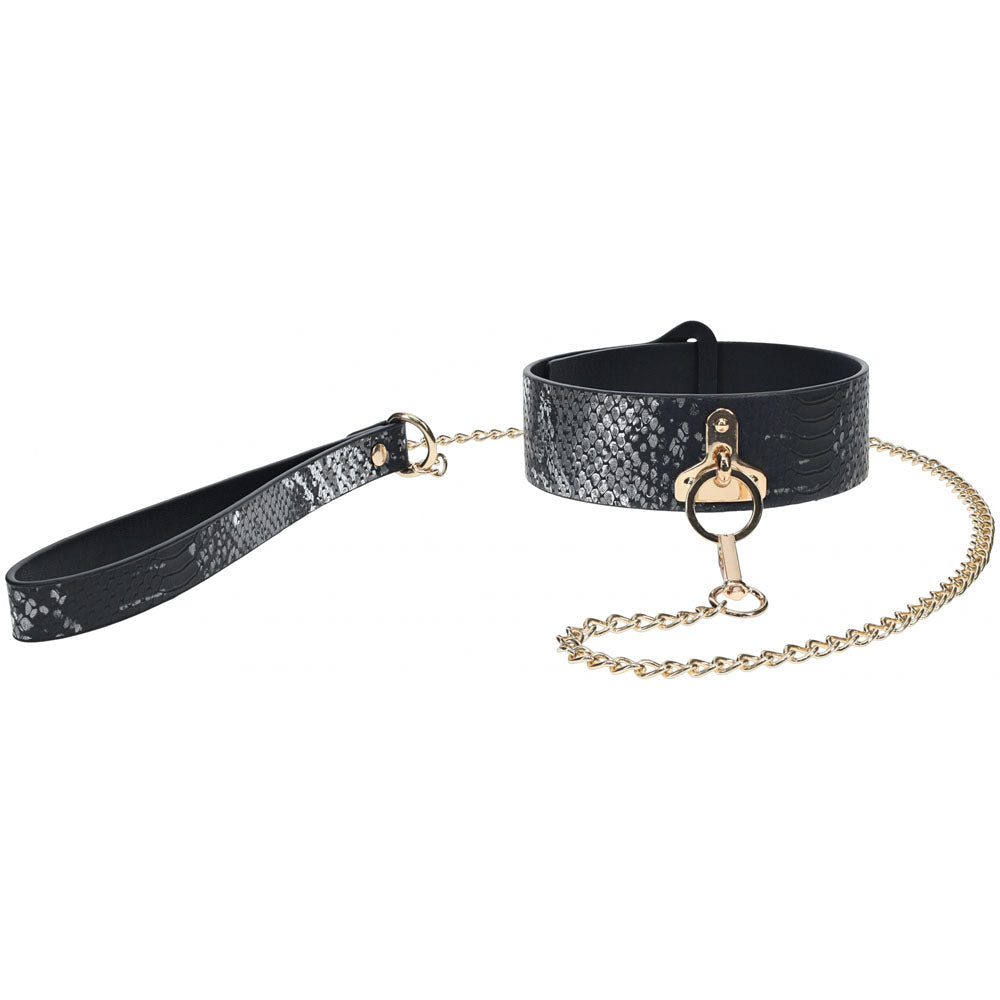 OUCH! Florence Collection - Collar with Leash - Black Restraint-OU998BLK