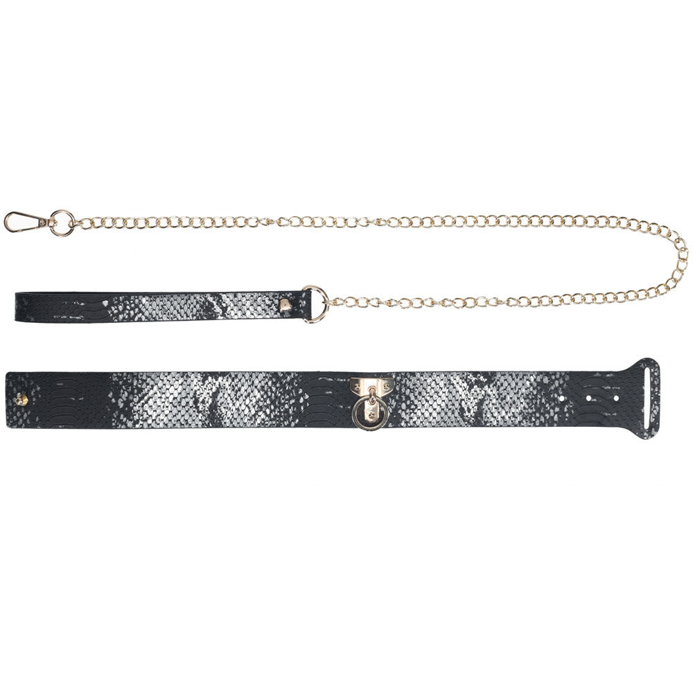 OUCH! Florence Collection - Collar with Leash-(ou998blk)