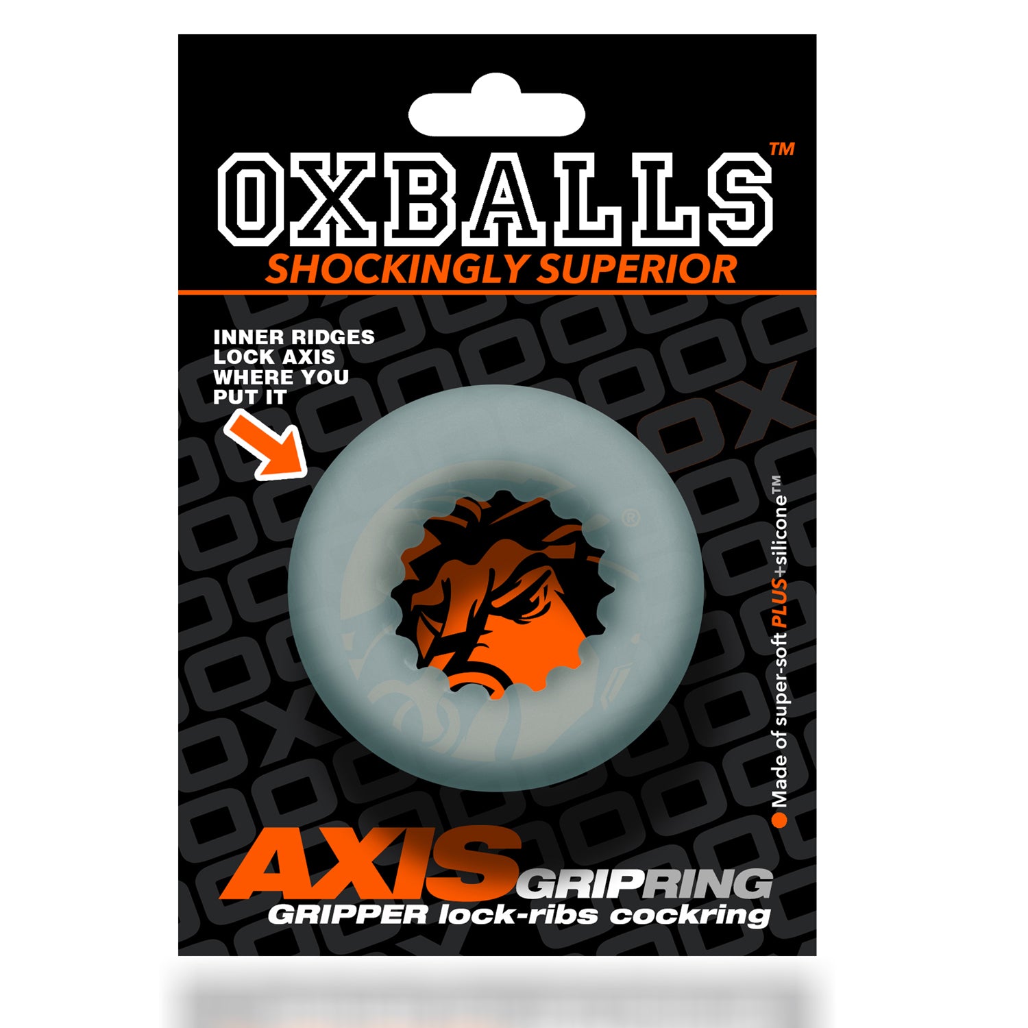OXBALLS AXIS inner ribbed griphold cockring CLEAR ICE-OX-3068-CLRICE