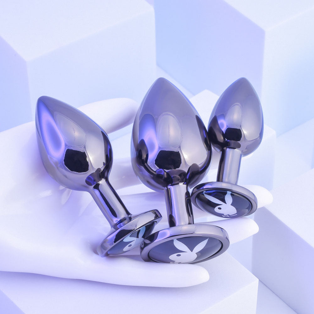 Playboy Pleasure PLEASURE 3 WAYS - Metal Butt Plugs - Set of 3 Sizes-PB-BP-2253-2