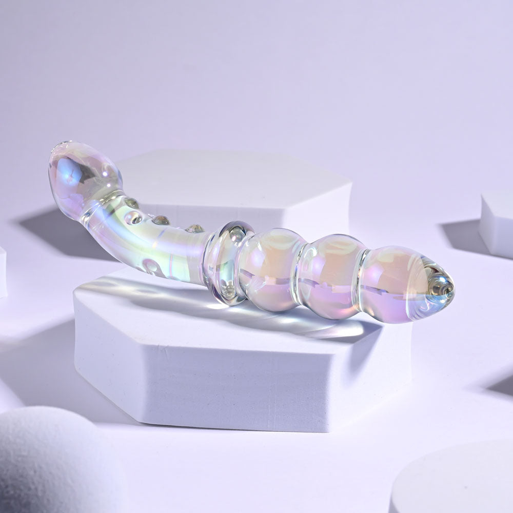 Playboy Pleasure JEWELS DOUBLE - Clear Glass 17.1 cm Double Ended Dildo-PB-GL-4257-2