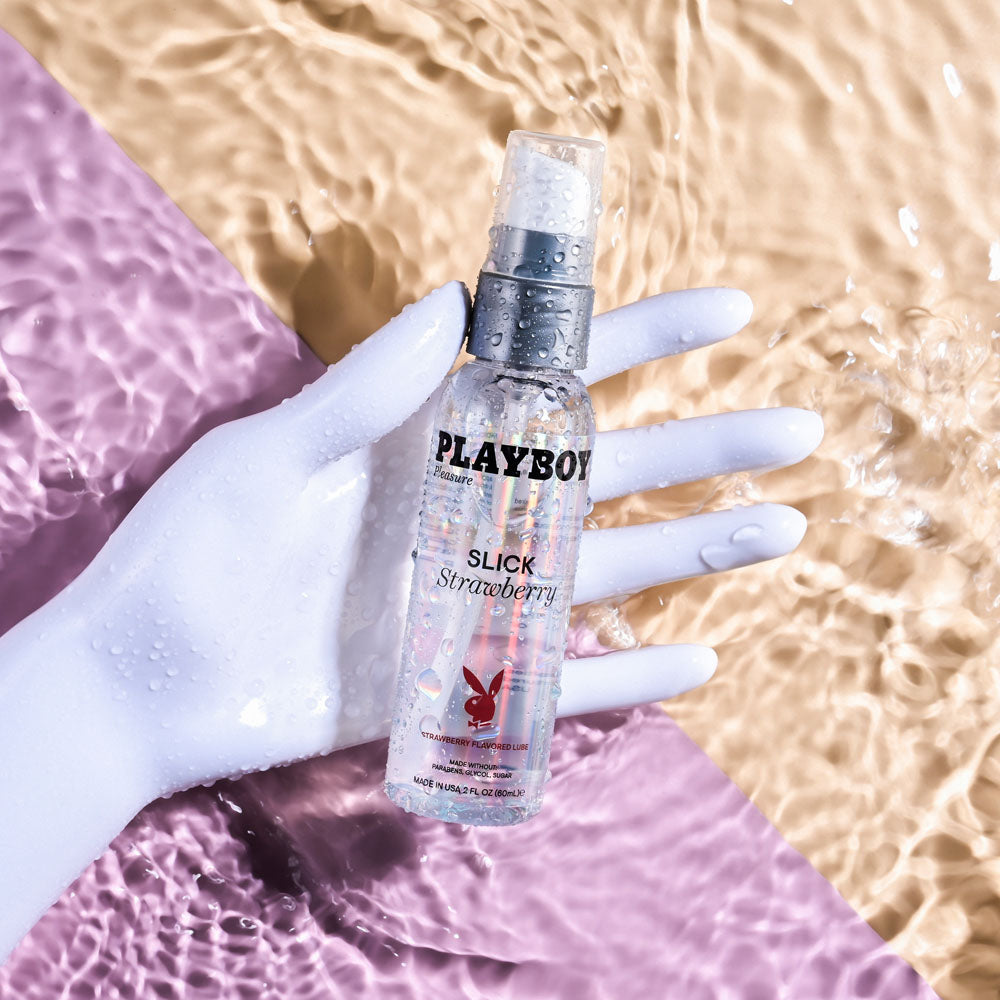 Playboy Pleasure SLICK STRAWBERRY - 60 ml - Strawberry Flavoured Water Based Lubricant - 60 ml Bottle-PB-LQ-2215-2