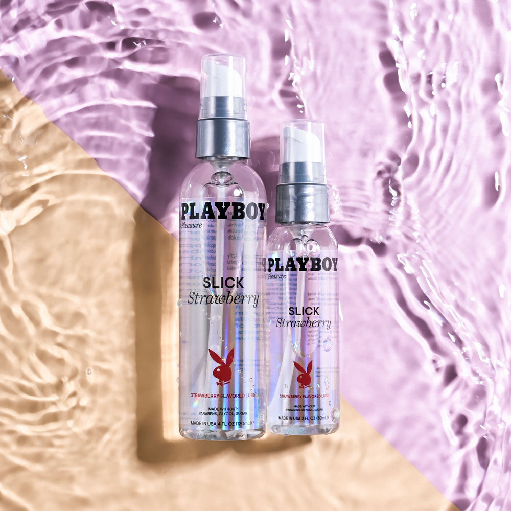 Playboy Pleasure SLICK STRAWBERRY - 60 ml - Strawberry Flavoured Water Based Lubricant - 60 ml Bottle-PB-LQ-2215-2