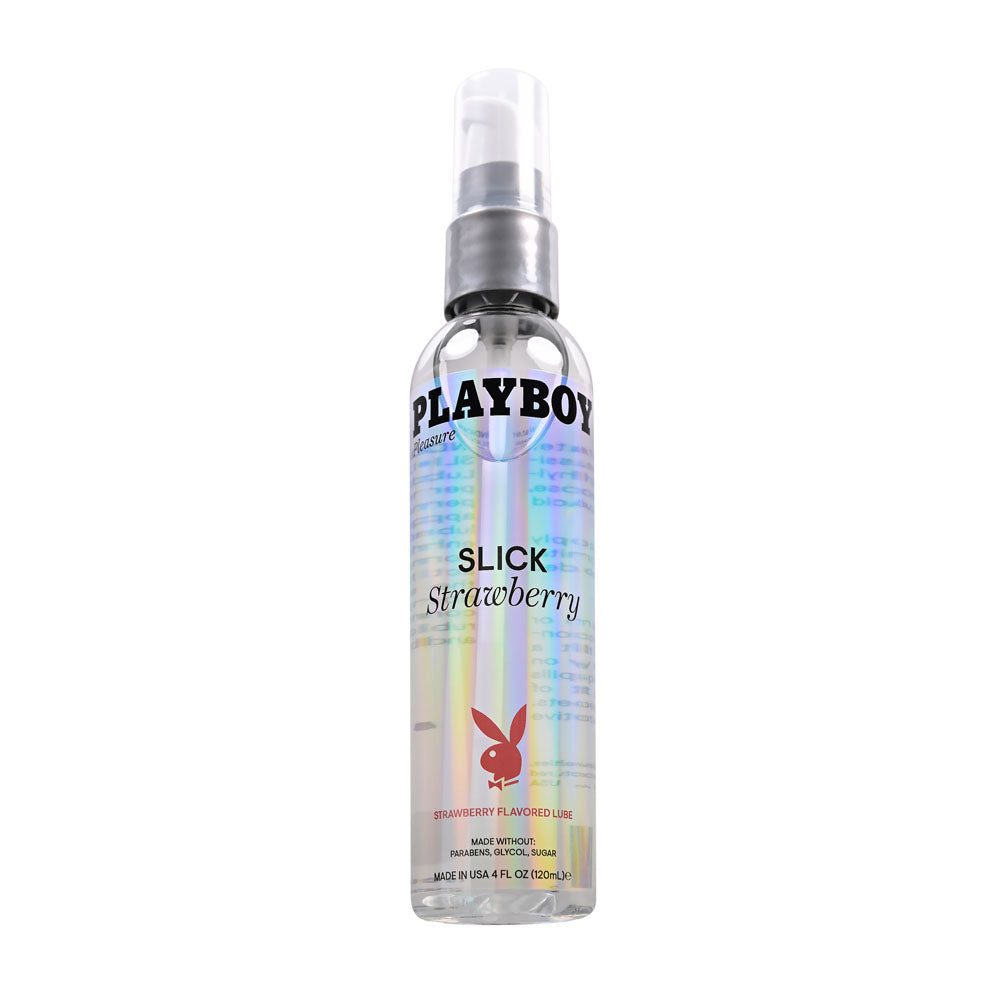 Playboy Pleasure SLICK STRAWBERRY - 120 ml - Strawberry Flavoured Water Based Lubricant - 120 ml Bottle-PB-LQ-2932-2