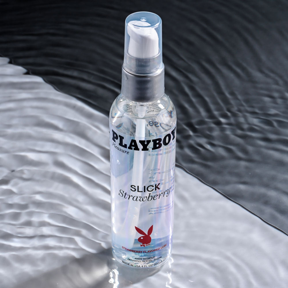 Playboy Pleasure SLICK STRAWBERRY - 120 ml - Strawberry Flavoured Water Based Lubricant - 120 ml Bottle-PB-LQ-2932-2