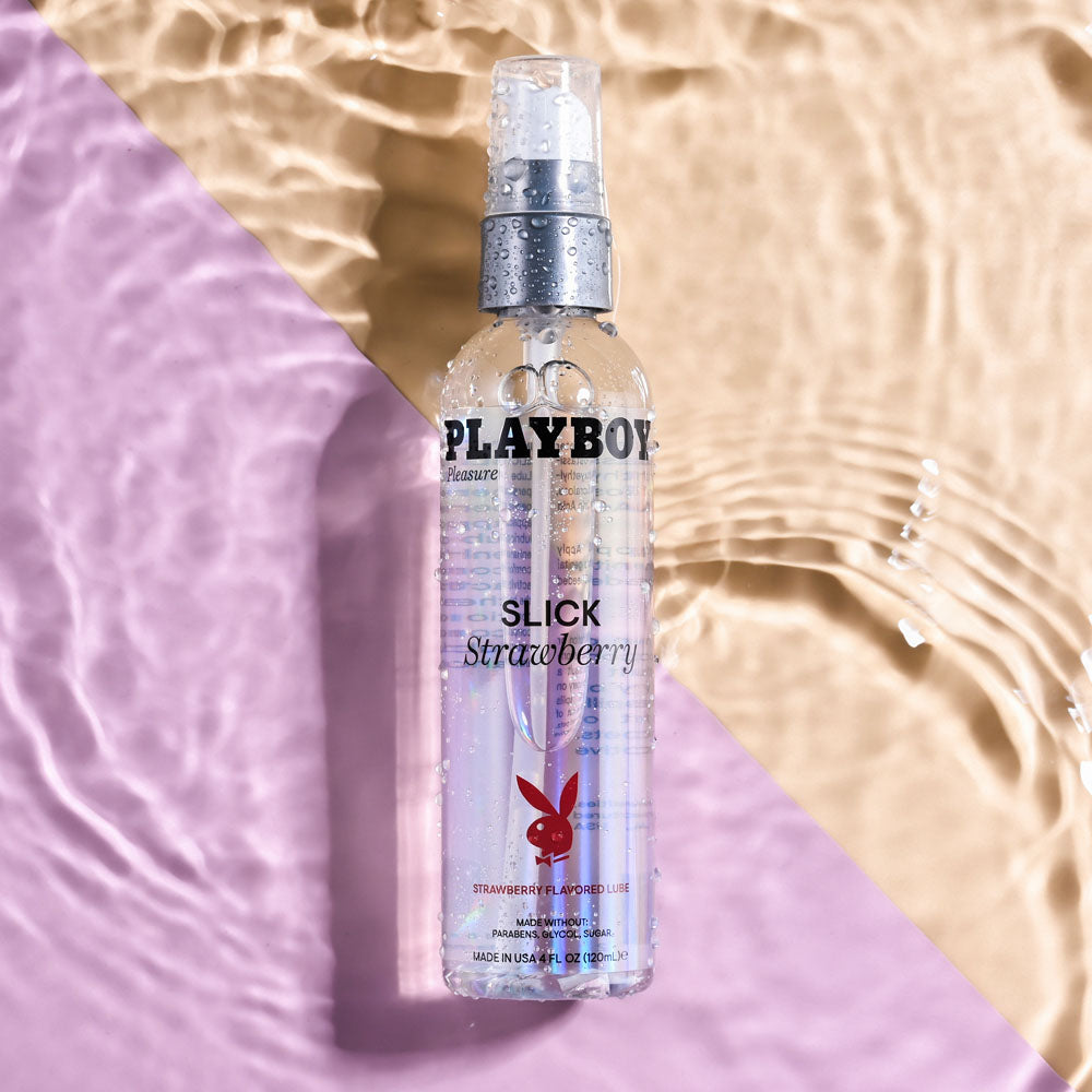 Playboy Pleasure SLICK STRAWBERRY - 120 ml - Strawberry Flavoured Water Based Lubricant - 120 ml Bottle-PB-LQ-2932-2