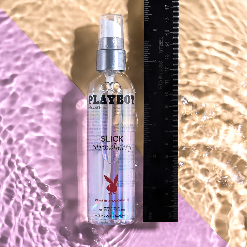 Playboy Pleasure SLICK STRAWBERRY - 120 ml - Strawberry Flavoured Water Based Lubricant - 120 ml Bottle-PB-LQ-2932-2