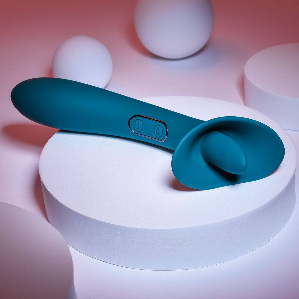 Playboy Pleasure TRUE INDULGENCE - Teal 21.3 cm USB Rechargeable Vibrator with Flicking Tip-PB-RS-1560-2