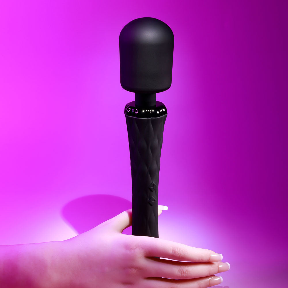 Playboy Pleasure ROYAL - Black 29.2 cm USB Rechargeable Massage Wand-PB-RS-2246-2