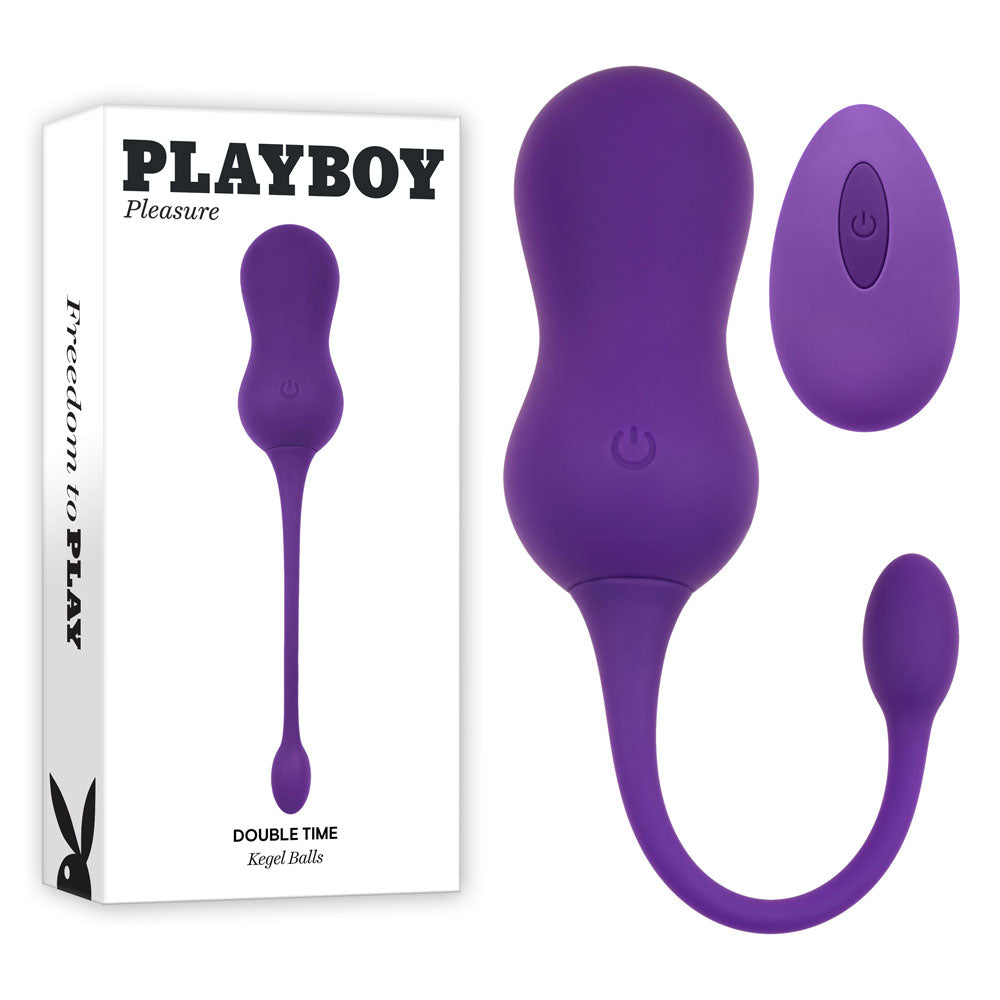 Playboy Pleasure DOUBLE TIME - Purple USB Rechargeable Vibrating Kegel Balls-PB-RS-2406-2