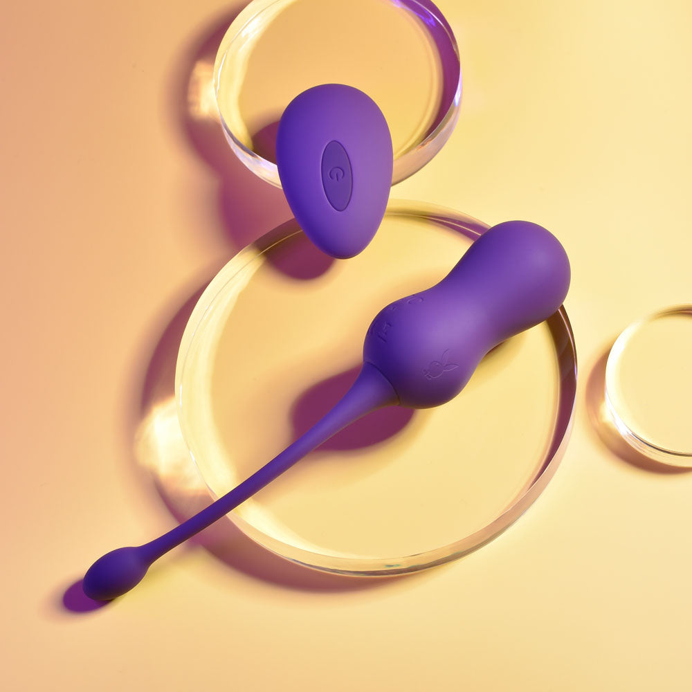 Playboy Pleasure DOUBLE TIME - Purple USB Rechargeable Vibrating Kegel Balls-PB-RS-2406-2