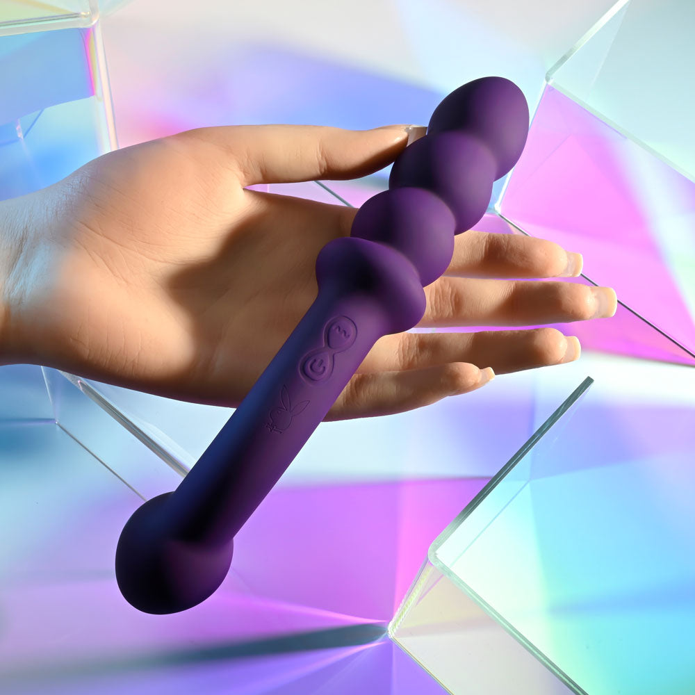 Playboy Pleasure THE SEEKER - Purple 20.3 cm USB Rechargeable Double Ended Vibrator-PB-RS-3236-2