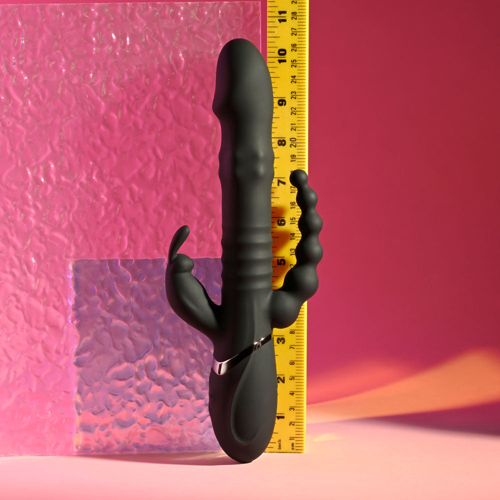 Playboy Pleasure BIG BUNNY ENERGY - Black 26.2 cm USB Rechargeable Rabbit Vibrator with Anal Be