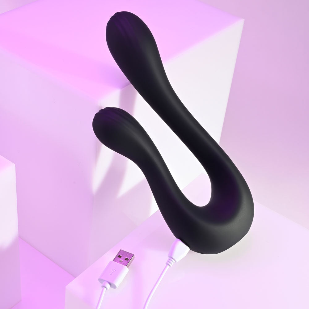 Playboy Pleasure THE SWAN - Black USB Rechargeable Dual Ended Vibrator-PB-RS-4295-2