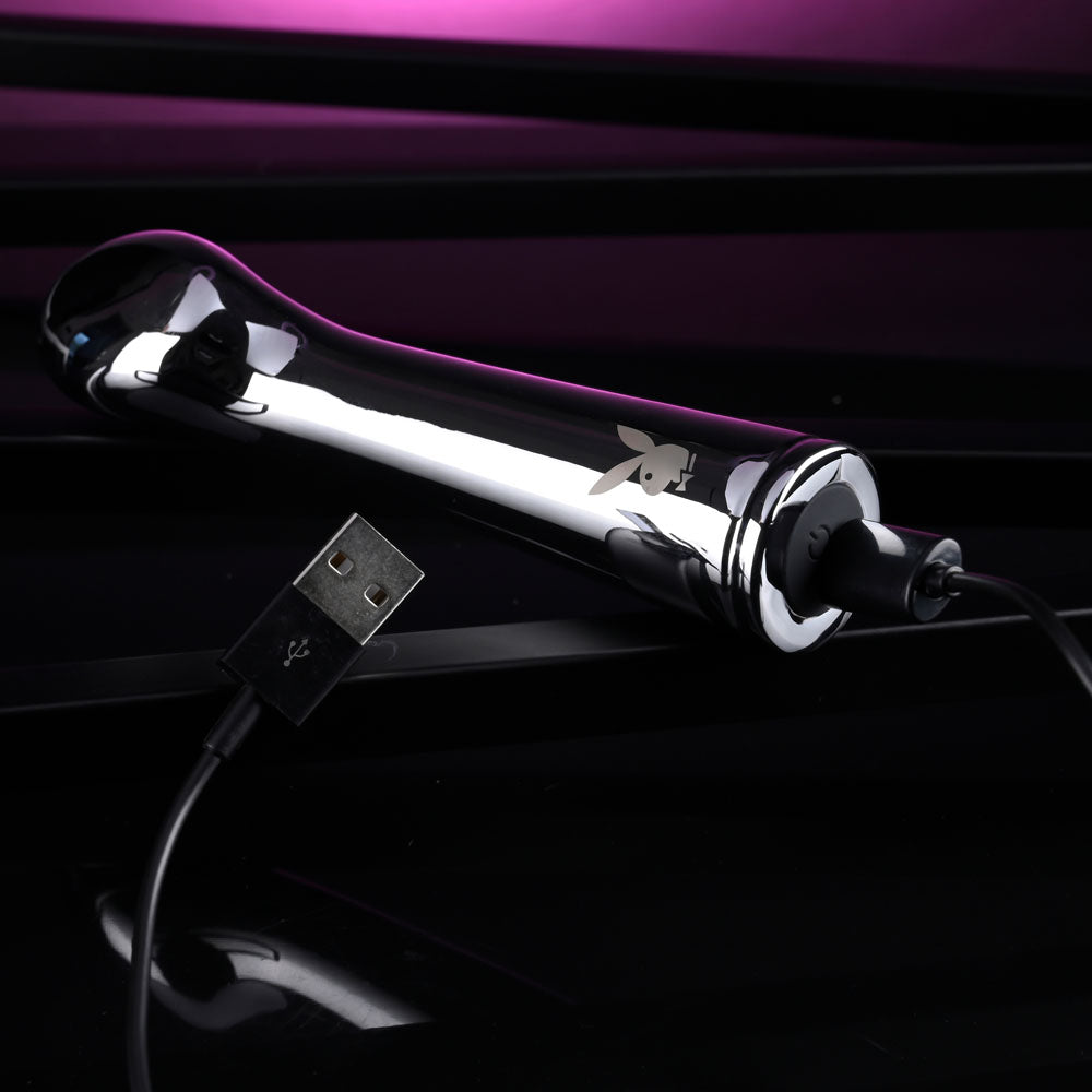 Playboy Pleasure SWOON - Chrome 14 cm USB Rechargeable Vibrator-PB-RS-4301-2